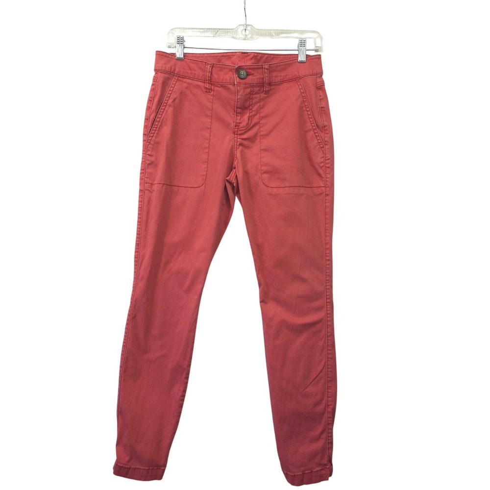 Cabi Utility Jogger Pants Coral Red Slim Fit Cotton Stretch Women Size 2 Coastal